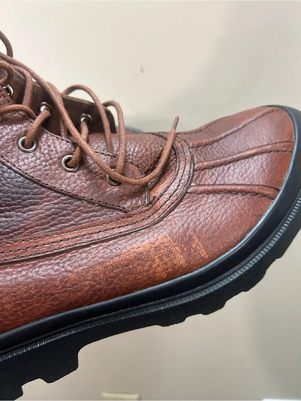Polo Ralph Lauren Udel Men's Duck Boots Dark Brown Leather Boots Size 12D